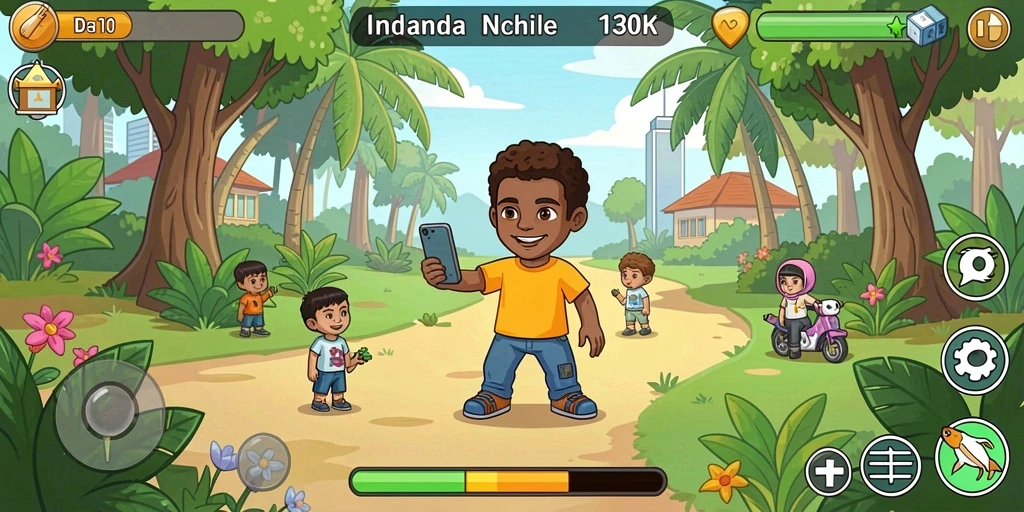 Screenshot menunjukkan suasana permainan yang dinamis.