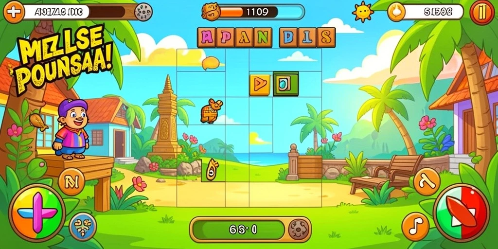 Lingkungan yang detail dan interaktif dalam game.